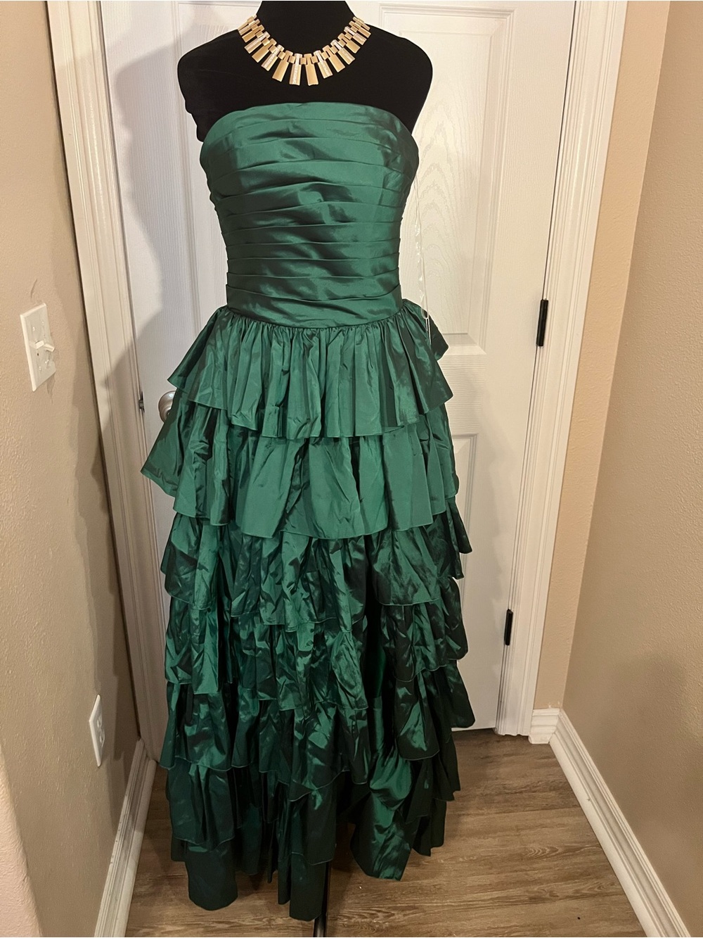 Formal green evening bridesmaid wedding guest dress